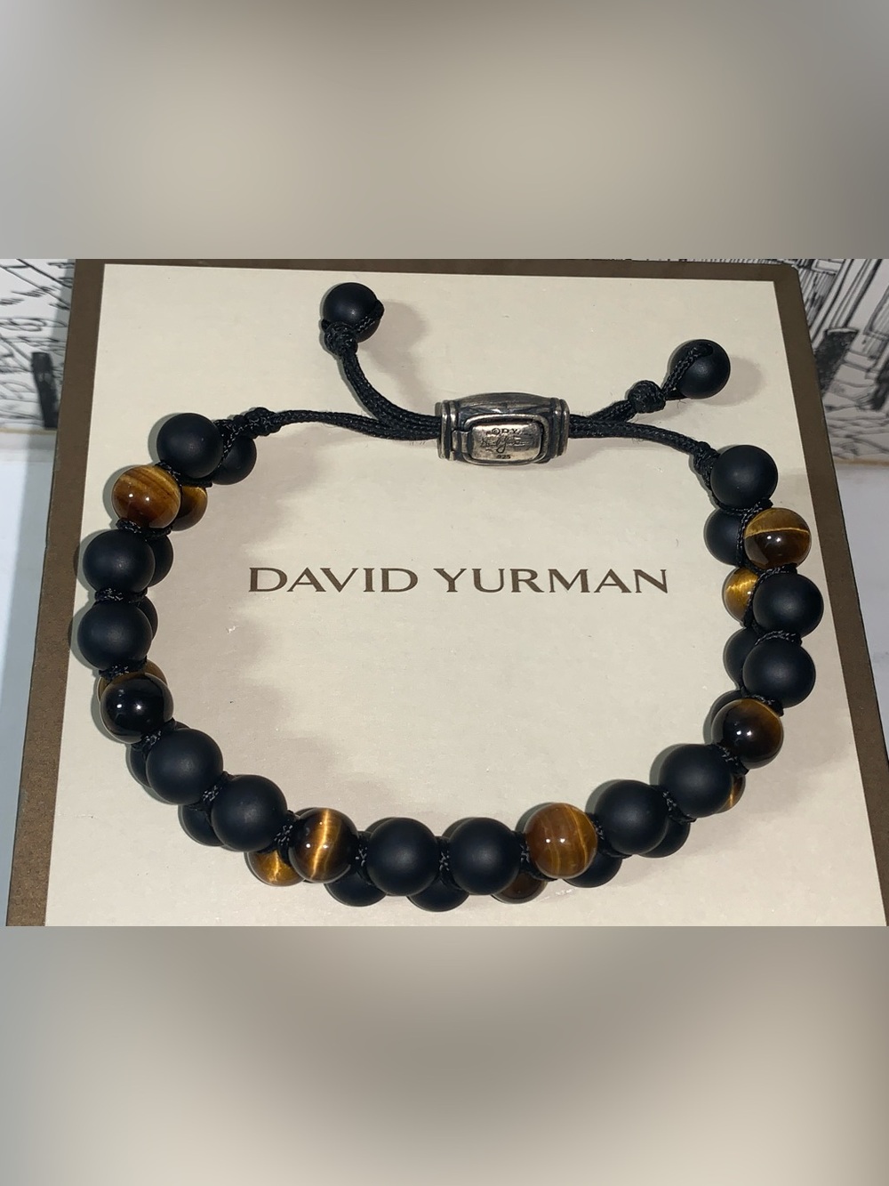 David Yurman Spiritual Beads Two-Row Woven Bracelet w/ Black Onyx & Tiger's Eye - Picture 14 of 16